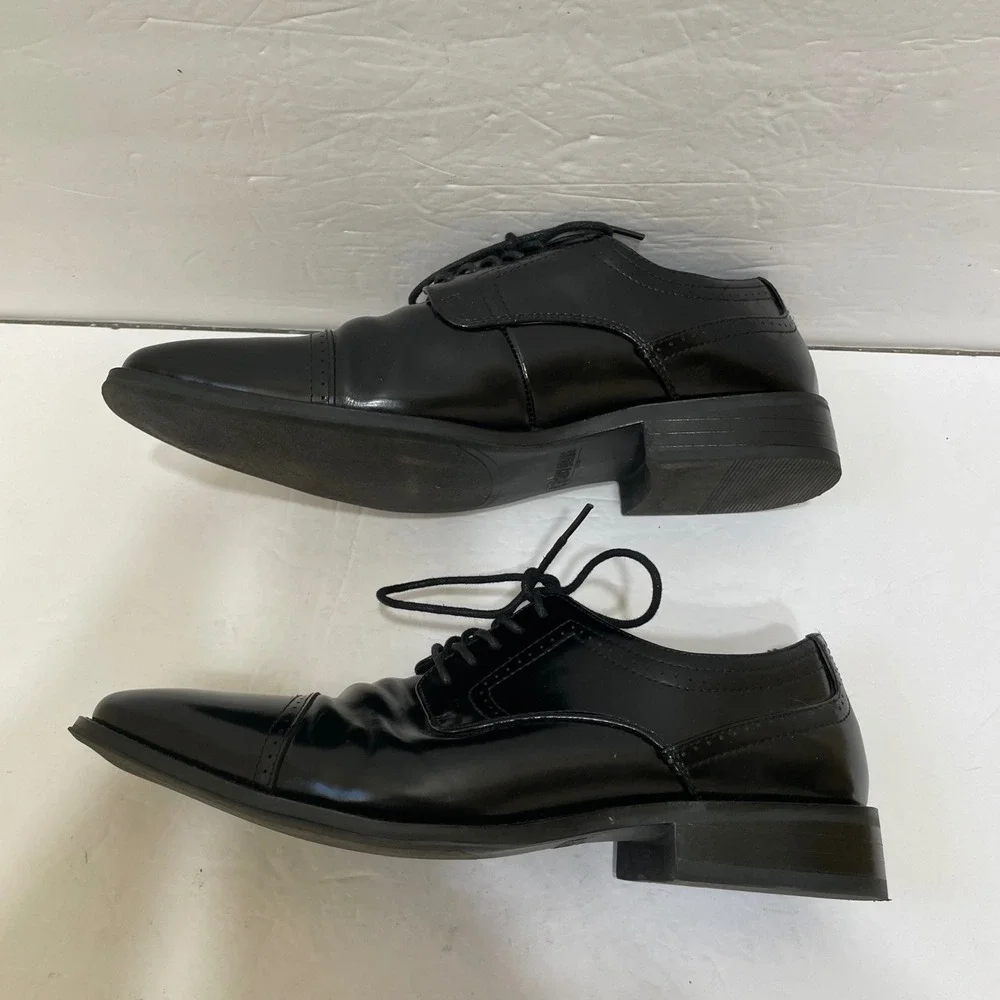 EXCELLENT CONDITION STACY ADAMS SQUARE TOE OXFORDS IN BLACK‎ LEATHER